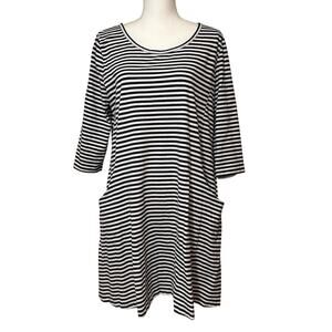 Object Collectors Item Objdira‎ Dress sz XL Navy White Striped Cotton Pockets